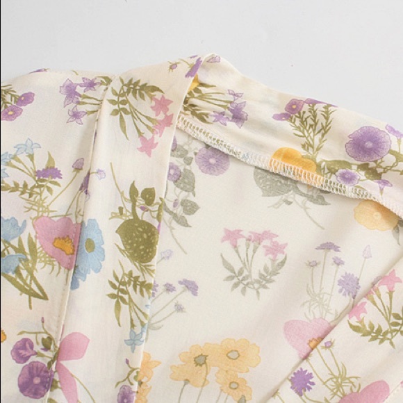 Spring Meadows Boho Floral Short Open Kimono Wrap - Picture 3 of 6